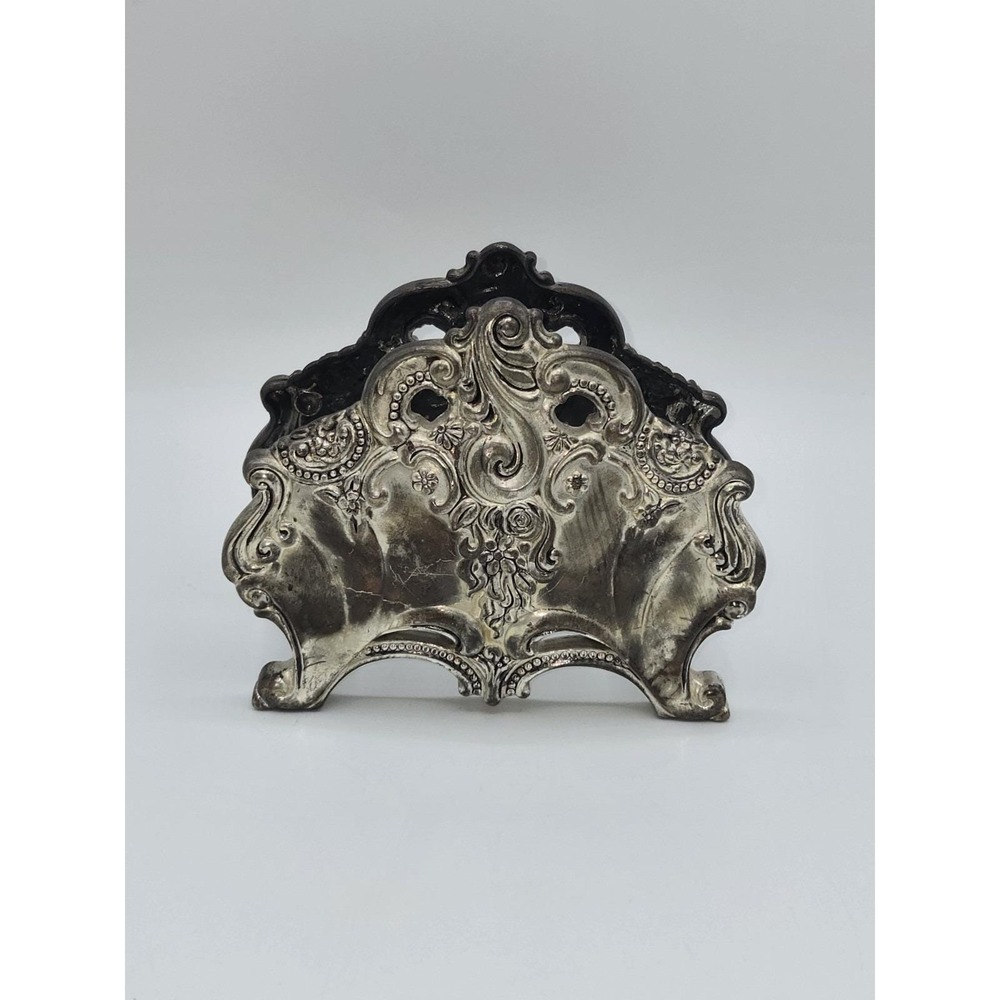 Godinger Silver Plate Napkin Holder Ornate Scroll‎ Baroque Style Table Decor